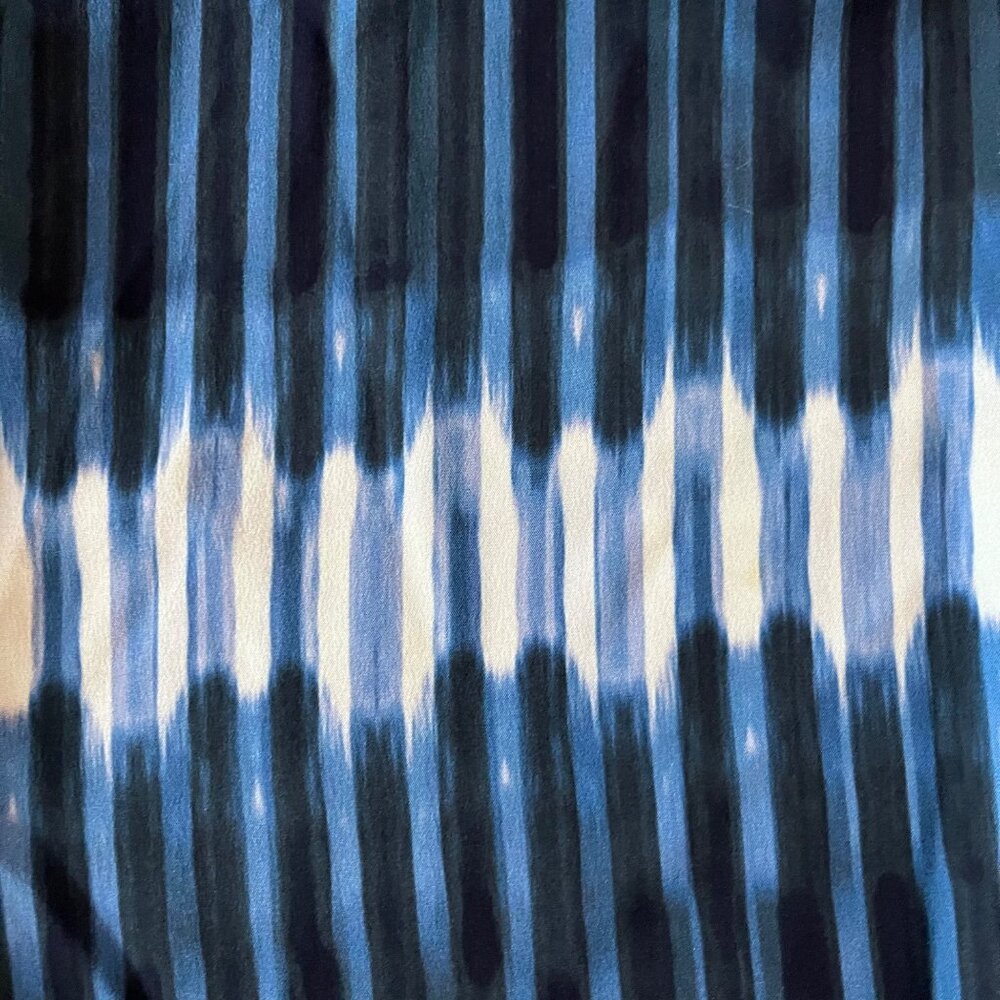 XS EUC Vince Silk Sleeveless Black Denim Blue Tie Dye Lined Summer Shift Dress - Picture 3 of 12
